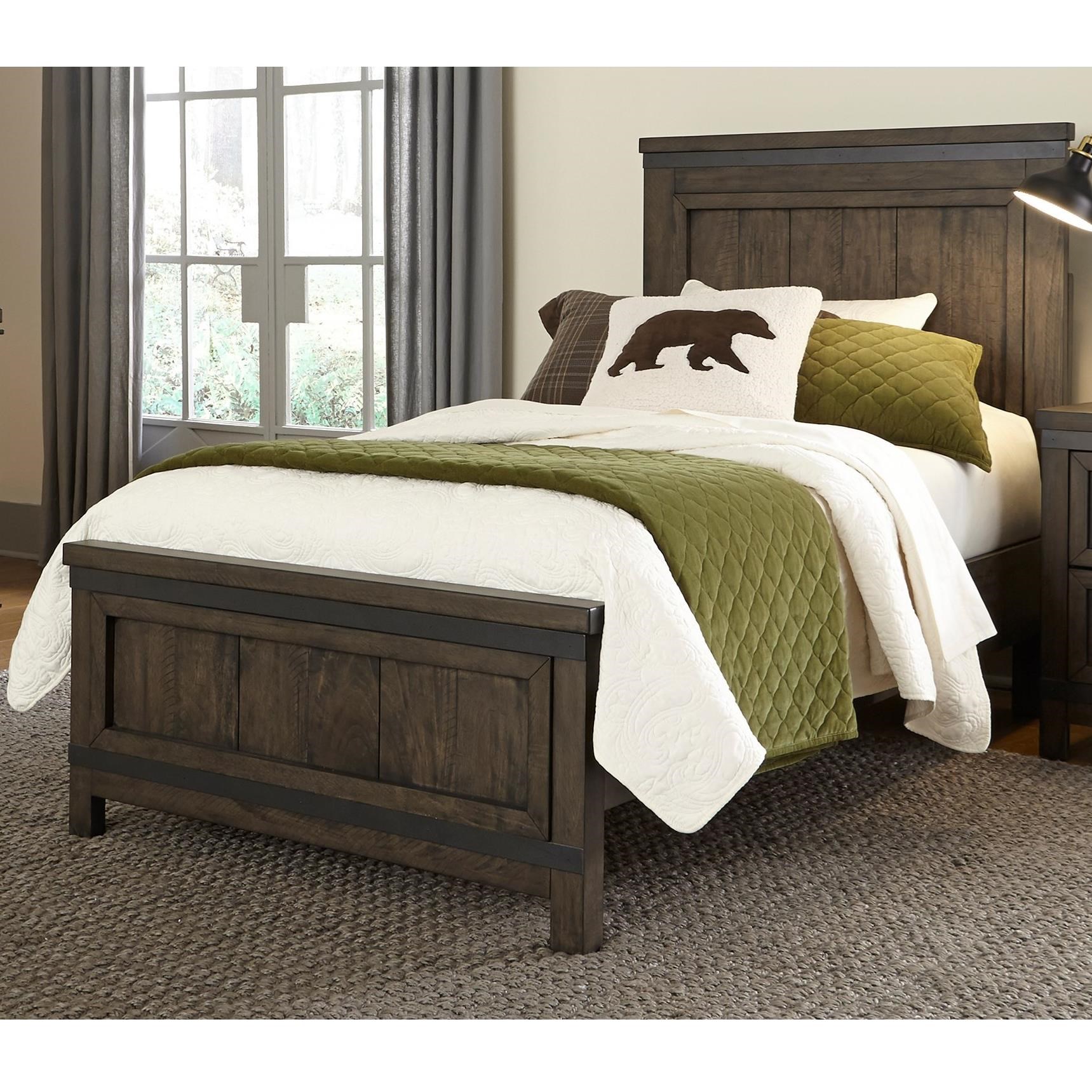 Libby Thornwood Hills Rustic Twin Panel Bed with Hammered Metal Strip